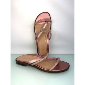 Vionic Rose Sandal Slides Sz 9 Pink Metallic Strappy Rhinestone Orthopedic Chic